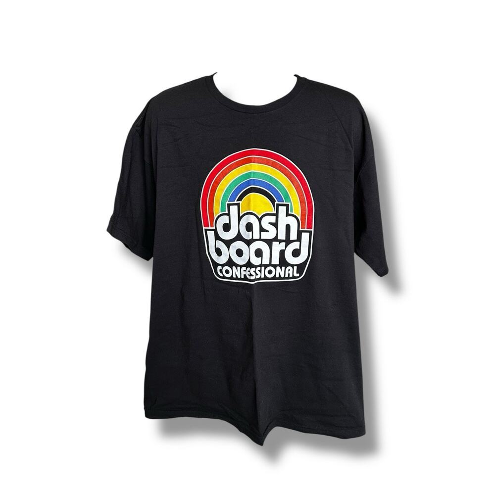 Dashboard Confessional Rainbow Graphic Concert Merch T-shirt Black 2XL Cotton